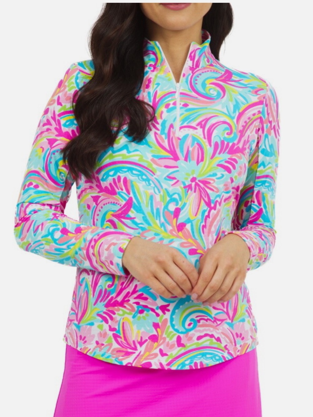 EUC IBKUL Aubrey Candy Pink Long Sleeve Top. Women's Size: M.